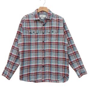 Grayers Clothiers Flannel Shirt Mens Medium Gray Red Cotton Long Sleeve Soft
